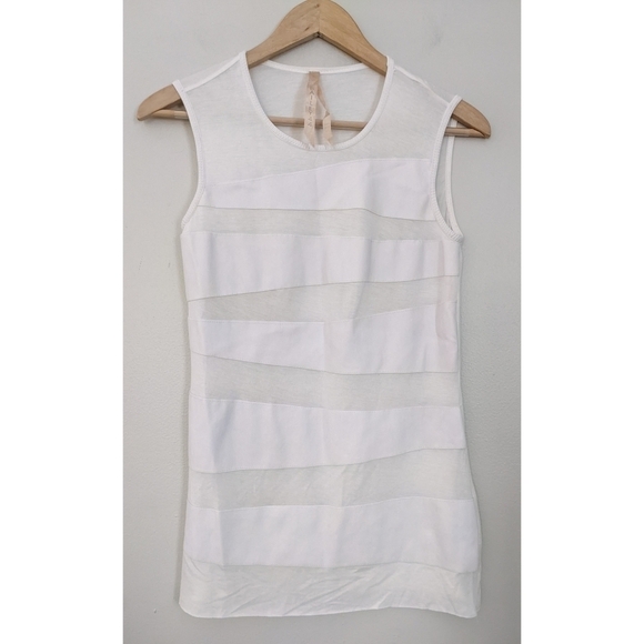 Bailey 44 White Sleeveless Top with Faux Leather Stripes - Picture 1 of 4